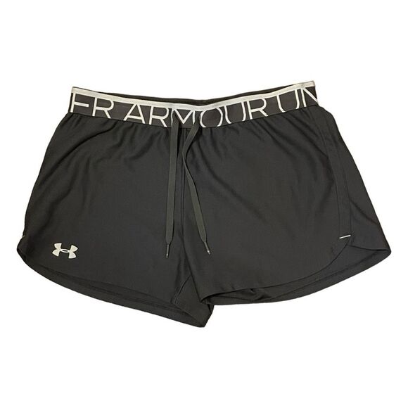 Under Armour Heat Gear UA Play Up Running Shorts Gray White Nylon Athletic S - Picture 1 of 4